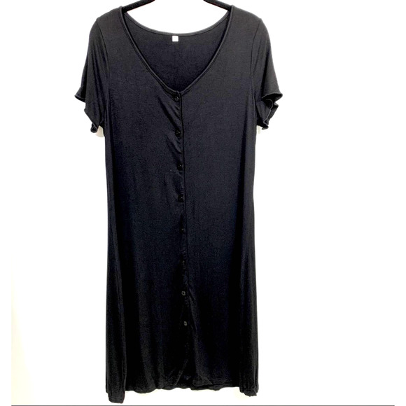 Other - Nightgown Short Sleeves with Button Front Medium Black New